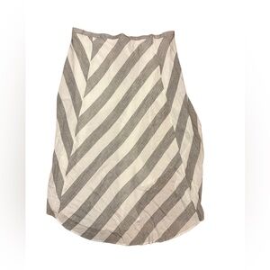 Lulu’s Striped Gray and White Women's Ribbon Tie Wrap MIDI Skirt